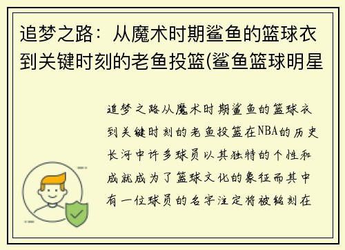 追梦之路：从魔术时期鲨鱼的篮球衣到关键时刻的老鱼投篮(鲨鱼篮球明星)