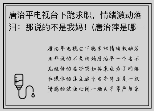 唐治平电视台下跪求职，情绪激动落泪：那说的不是我妈！(唐治萍是哪一期节目)