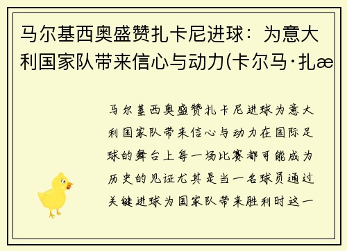 马尔基西奥盛赞扎卡尼进球：为意大利国家队带来信心与动力(卡尔马·扎比)
